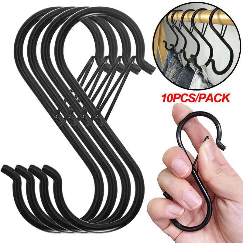 

2/10pcs Buckle Design S Hook Kitchen Organizer Pot Rack Garden Hanging Clasp Bags Clothes Towel Closet Rod Hanger Hooks S-Shape