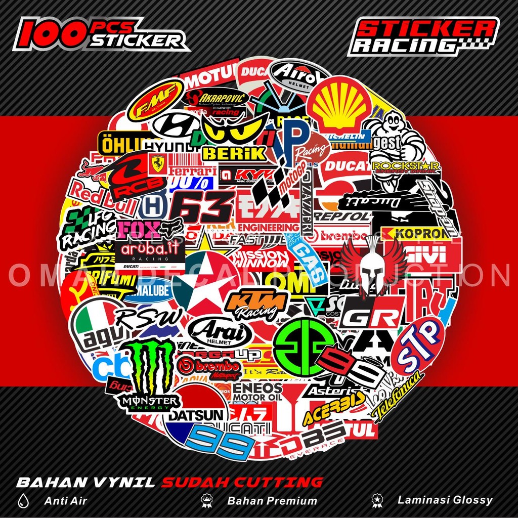 

Sticker Sponsor Pack racing Murah, Stiker Aesthetic Tumblr Anti Air Untuk Laptop Motor Helm Casing