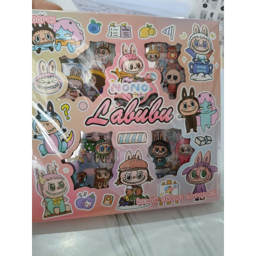 

GW STICKER LABUBU VIRAL MOMO NONO ISI 100 LEMBAR / BOX WATERPROOF PET STIKER LUCU