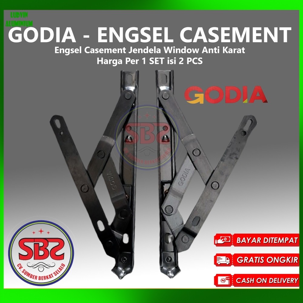 GODIA - ENGSEL CASEMENT - Engsel Jendela Casement Window Kayu Alum 8'' 10" 12" 14" 16'' 18" 20" In