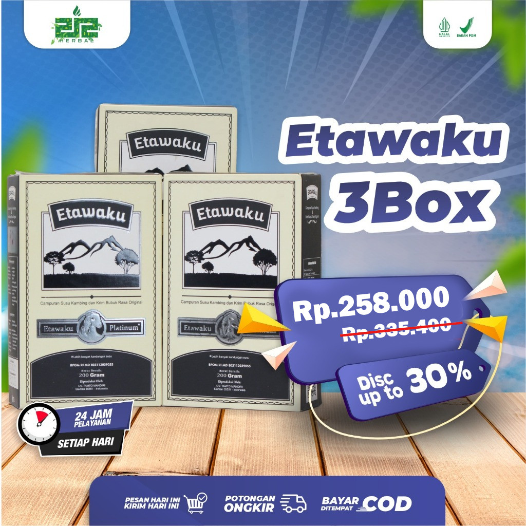 

Paket 3 Box Etawaku - Solusi Masalah Pernafasan dan Persendian 212 Herbal