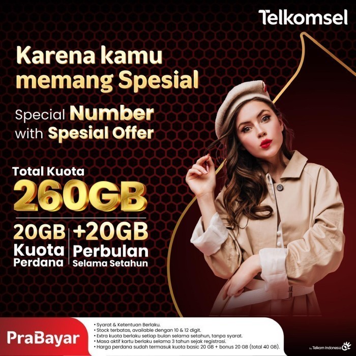 Kartu Perdana Bebas Pilih Nomor Cantik 10 Digit Telkomsel Kartu Kuota Tahunan 260gb Kartu Internet