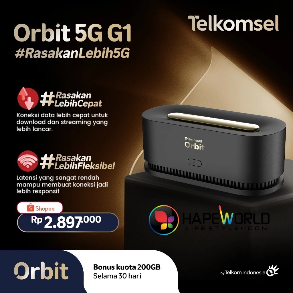MODEM 5G CPE TELKOMSEL ORBIT 5G G1 HKM-881 HIGH SPEED FREE KUOTA 200GB-GARANSI RESMI