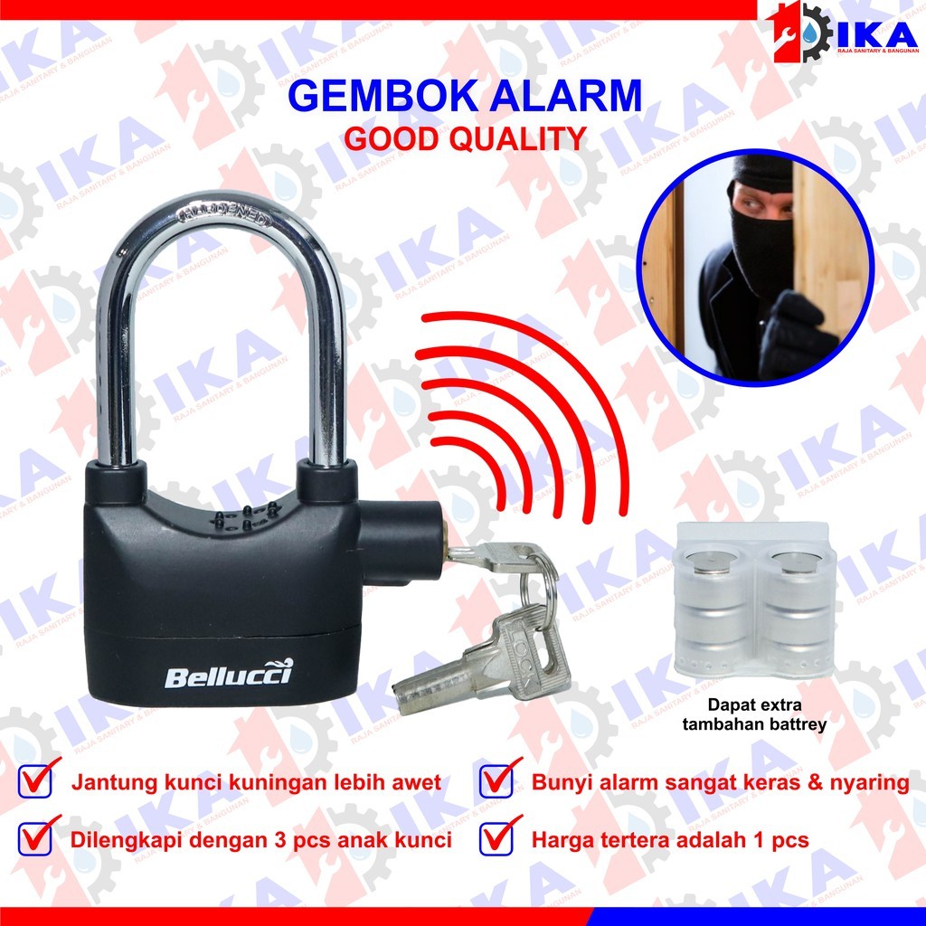 Gembok Alarm Kunci Gembok Anti Maling Original Belluci / Gembok Keamanan Alarm Bagus/ Gembok Buny