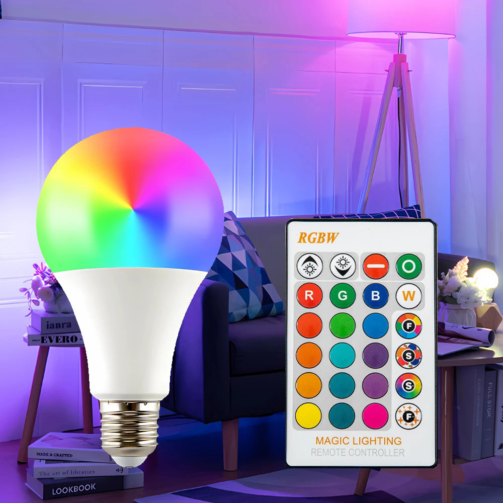 Led RGB Light Bulb E27 Dimmable Ir Remote Control Lamp 5W 10W 15W RGBW RGBWW Led Spotlight Colorful 