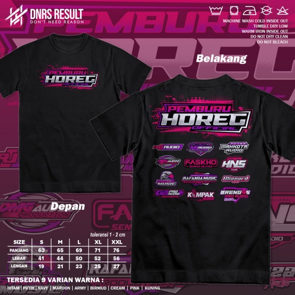 DNRS Kaos Sound System Pemburu Horeg - Baju Distro Operator Sound Sistem HRJ Audio Sinar Music Rafan