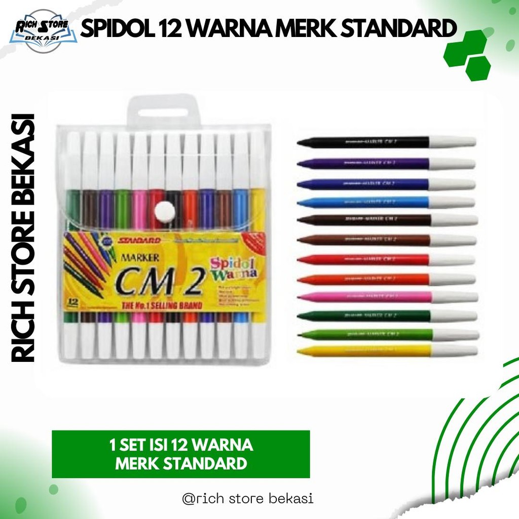 

SPIDOL 1 SET 12 WARNA MERK STANDARD BERKUALITAS WARNA TERANG