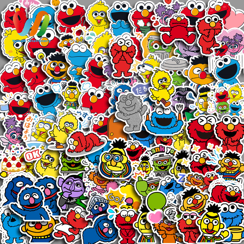 

100pcs stiker Sesame Street yang Lucu DIY untuk komputer, washi, scrapbooking, laptop, alat tulis, seni, dan kerajinan.