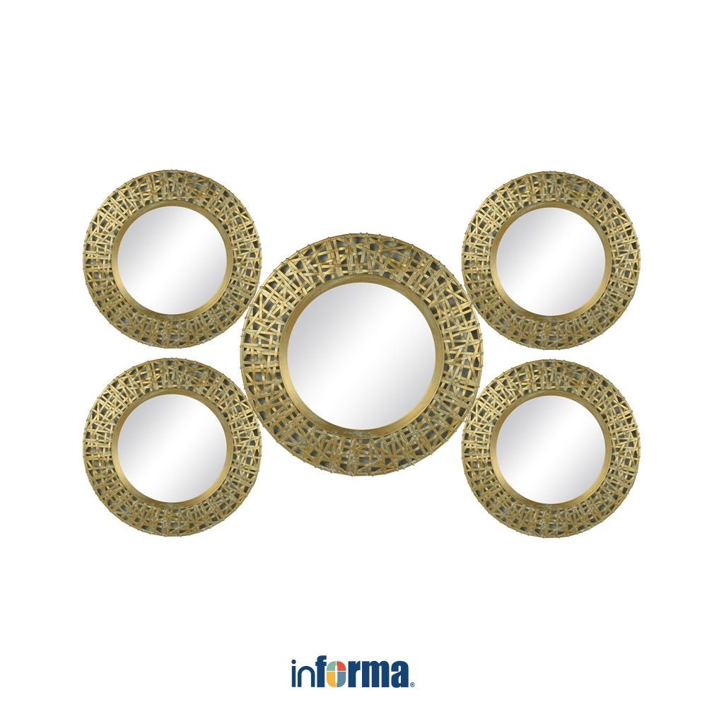 Informa 50X50 cm Set 5 Pcs Hiasan Dinding K08 - Gold Dekorasi Dinding Aksesoris Dinding Hiasan Ruang