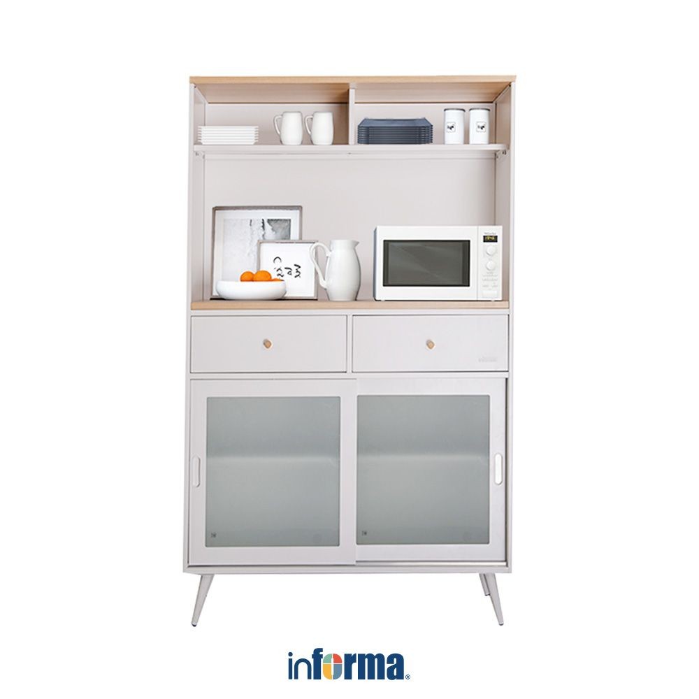 Informa Lewin Kabinet Dapur Metal - Putih/Cokelat Oak Kitchen Cabinet Lemari Kabinet Serbaguna Furni