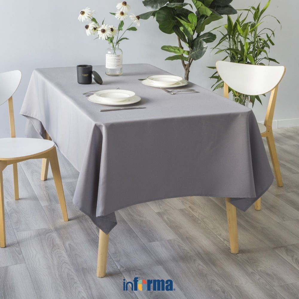 Informa 140X220 cm Taplak Meja Water Repellent - Abu-Abu Tablecloth Aesthetic Alas Meja Serbaguna De