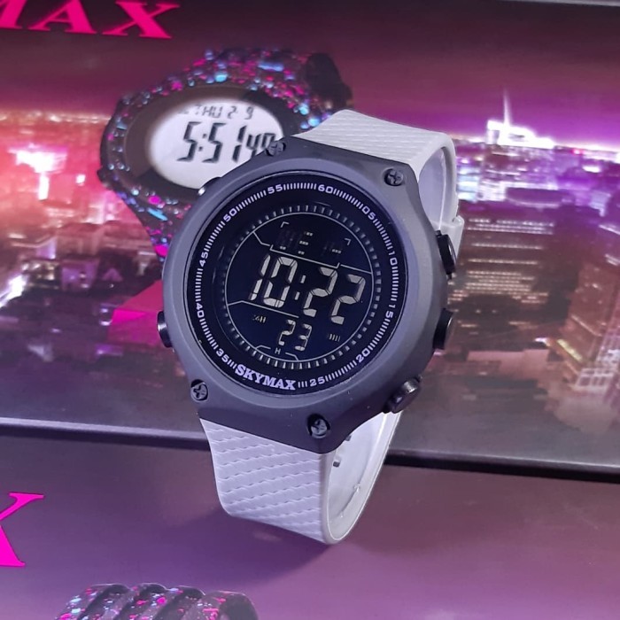 ✔Q.LnS✔ - READY STOCK Jam tangan ORIGINAL Water resist 100% SKYMAX - Abu-abu, 40mm cewek