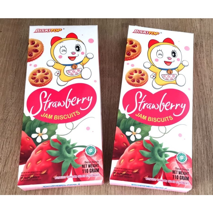 

Biskitop Strawberry Jam Biscuit 110gr /Biskuit Paket 3 x 110gr / Biscuit anak Selai Stroberi