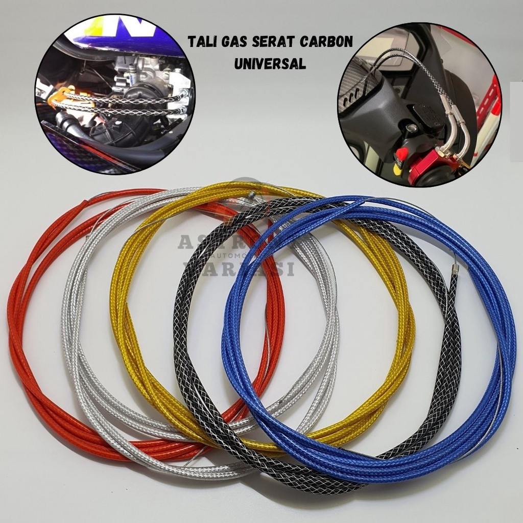 Kabel Tali Gas Serat Carbon Spontan Aktif Selang L Gas 2 Meter & 3 Meter Universal Rx King Nmax Ninj