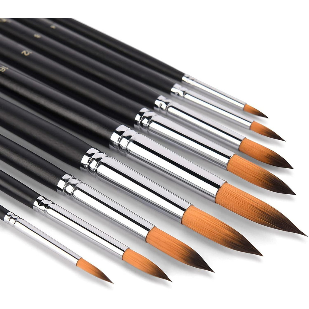 

9 Pieces Round Tipped Professional Artist Brush Set for Watercolor, Acrylic, Oil Painting, Gouache