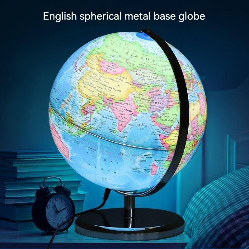 

20/25cm World Globe English Version World Map Globe With Led Light Geography Educational Teaching Decorations Supplies