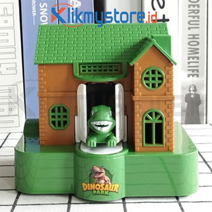 Dog House Piggy Bank Celengan Koin Bentuk Rumah Anjing Mainan Coin - Dino Hijau