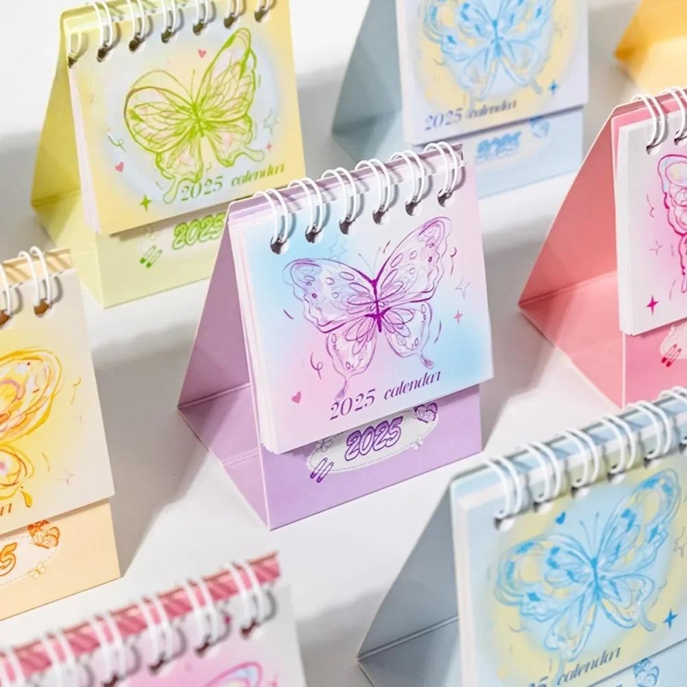 

2025 Butterfly Mini Desk Calendar Creative Office Decoration Desktop Calendar Daily Memo Calendar Learning Planner 2024