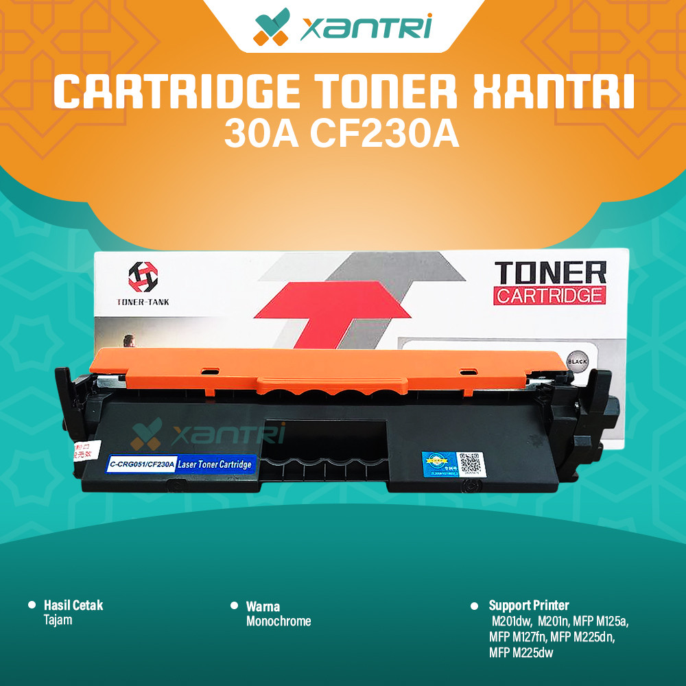 Xantri - Cartridge Toner Xantri 30A CF230A + Chip Compatible For Printer HP LaserJet M203 M203d M203