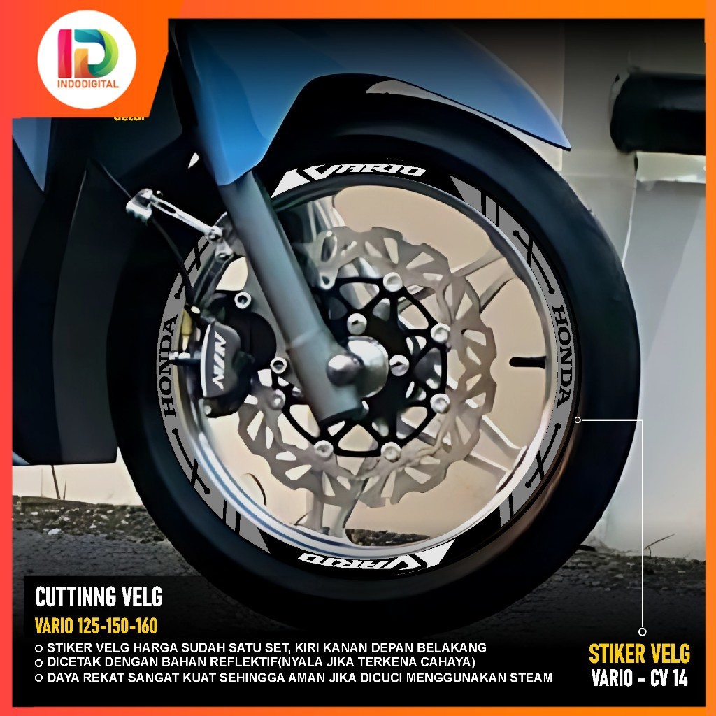Stiker Cutting Velg Vario Led  Kode  14 Old New 125 150 TAHUN 2020 2021 2022 2023 2024 Motor Honda