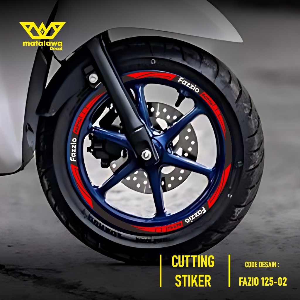 CUTTING STIKER VELG YAMAHA FAZZIO STICKER LIS PELK MOTOR RING 12 FAZIO SET DEPAN BELAKANG 02
