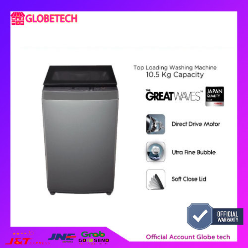 TOSHIBA Mesin Cuci Top Loading 10,5kg Model AW-DUK1150HN(SG) - Mesin Cuci Bukaan Atas Kualitas Jepan