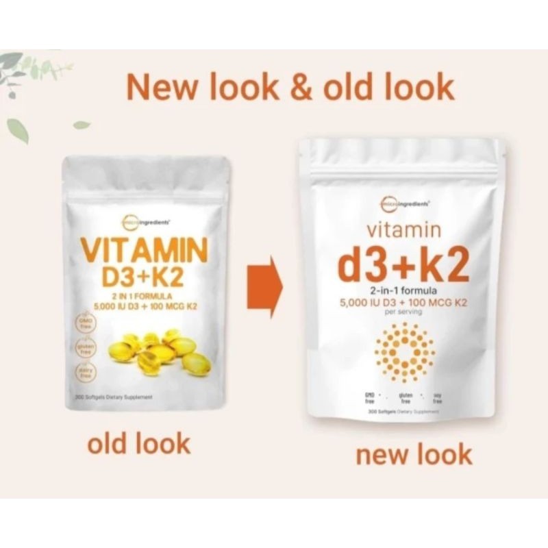microingredirnts vitamin d3+k2  2-in-1 formula 5,000 IU D3 + 100 MCG K2 per serving