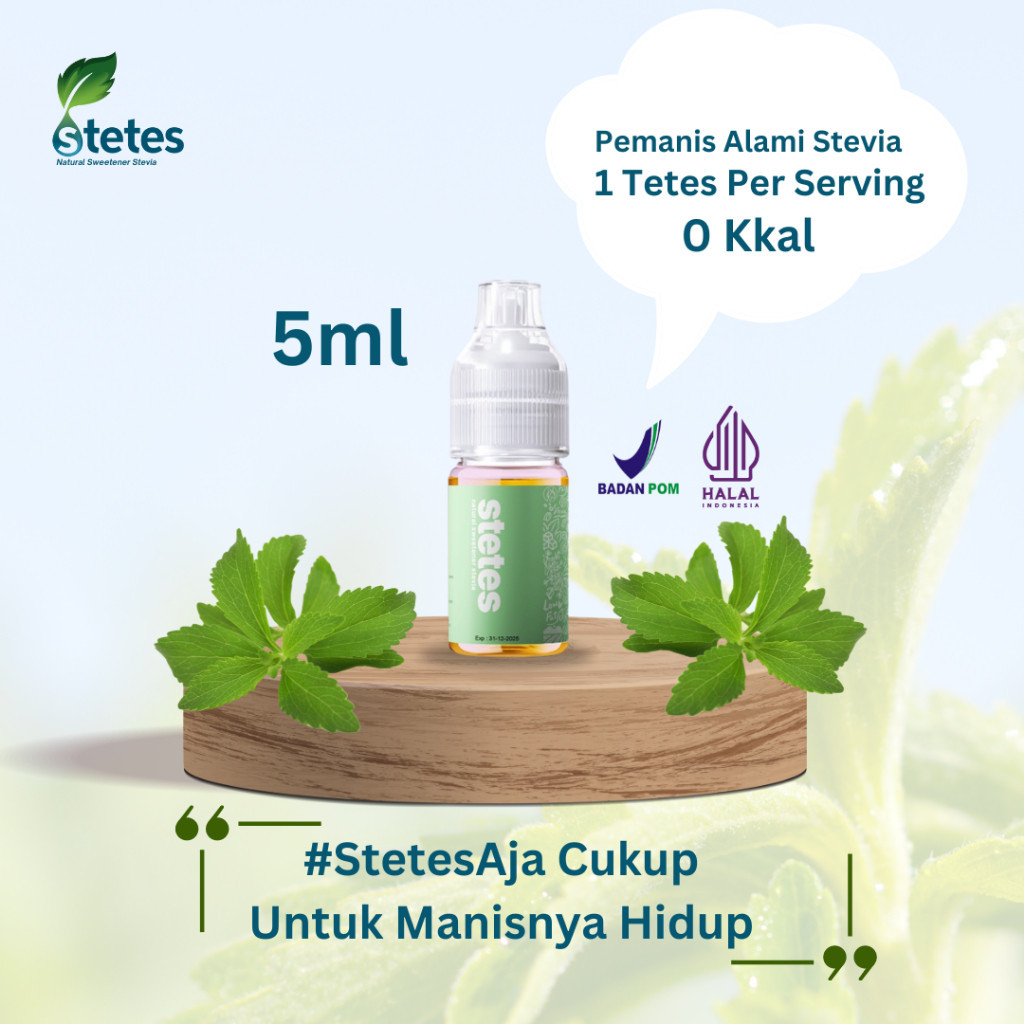 

Pemanis Alami 5ML STETES Stevia Natural Sweetener 5 ml Alternatif Gula Nol Kalori