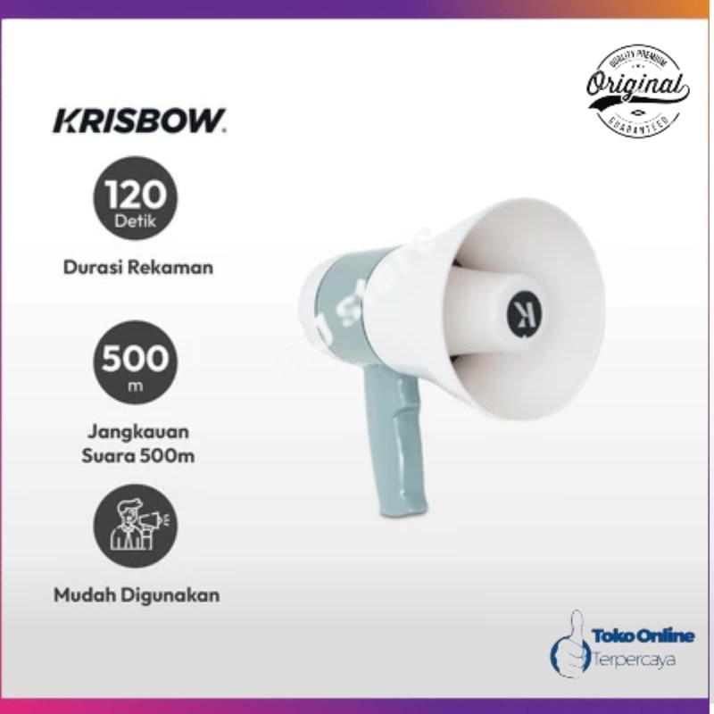 Krisbow Megaphone 20 Watt - Putih/abu-abu/pengeras suara/megaphone/toa