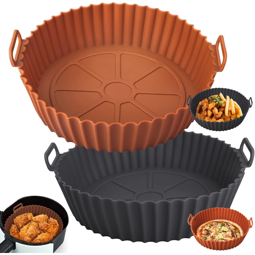 

Airfryer Silicone Basket Reusable Baking Tray Silicone Mold for AirFryer Pizza Fried Chicken Basket Air Fryer Liners Accessories