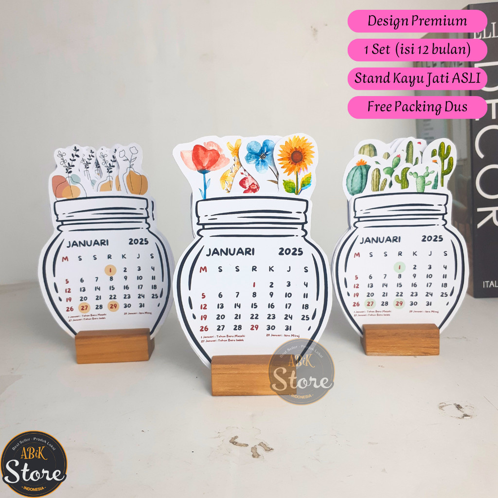 

Kalender Meja Estetik 2025 Duduk - Desain Cantik - Desk Calendar - Abik Store