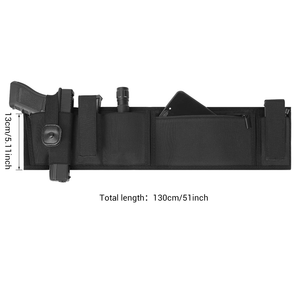 Tactical Belly Gun Holster Concealed Carry Waist Band Pistol Holder Magazine Bag Right Hand Belt Hol