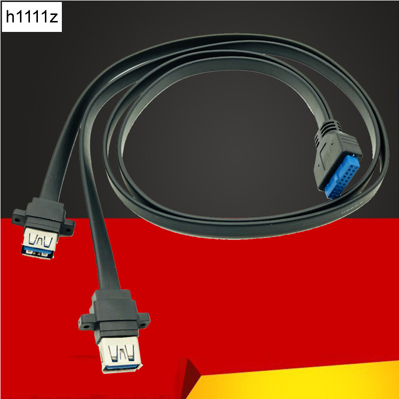 H1111Z Connector USB 3.0 Panel Mount Dual Port USB 3.0 Female Screw Panel Mount to Motherboard 20 Pi