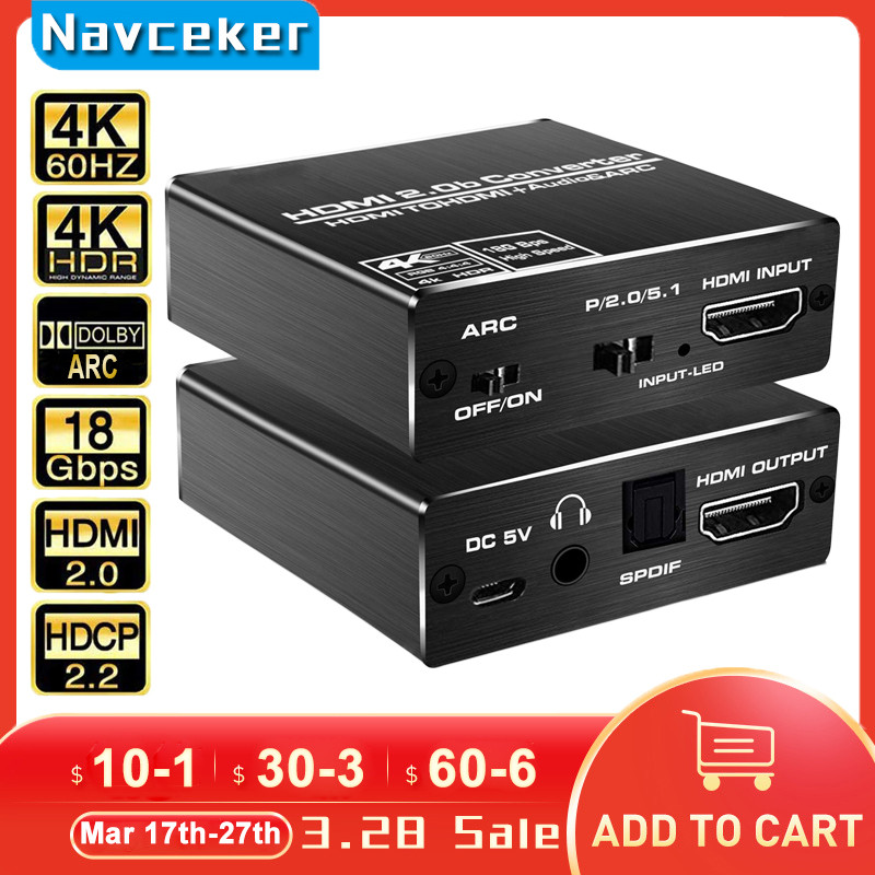 2023 Best HDMI 2.0 Audio Extractor Support 4K 60Hz YUV 4:4:4 HDR HDMI Audio Converter Adapter 4K HDM
