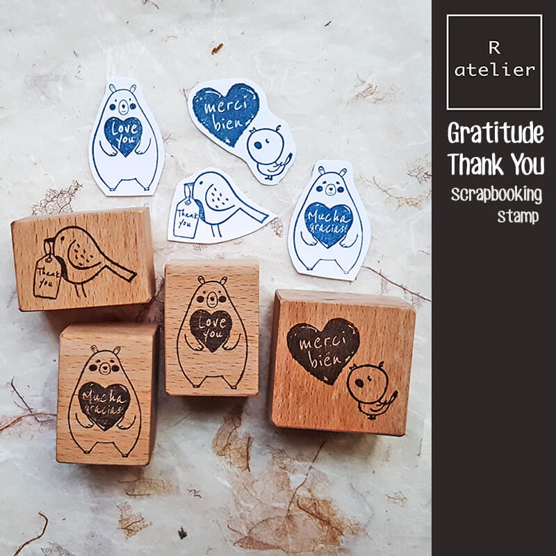 

Thank You Stamp Scrapbooking Journaling Love You Bear Greeting Card Making Stamp