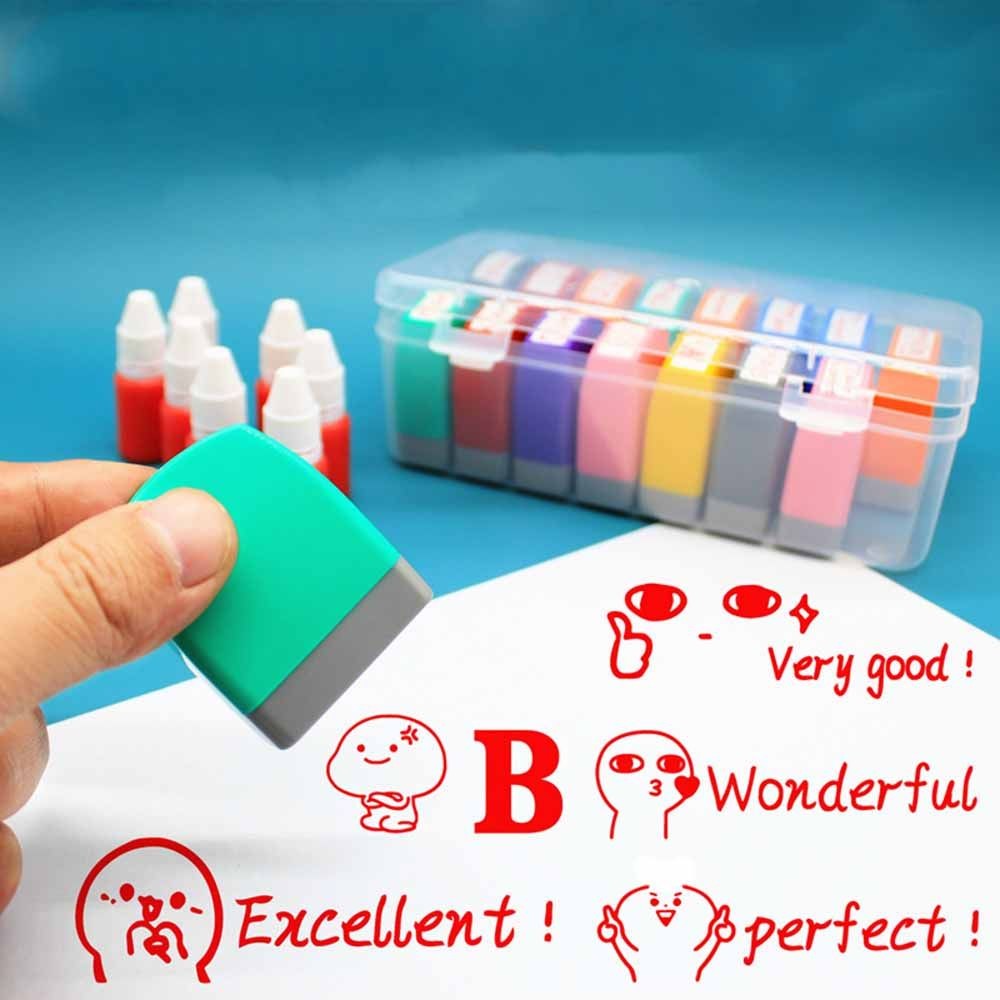 

Self-ink Encouragement Stamp English Commentary Stamp Teaching Tool English Photosensitive Chapter Reward Stamp Kids Gift Toy