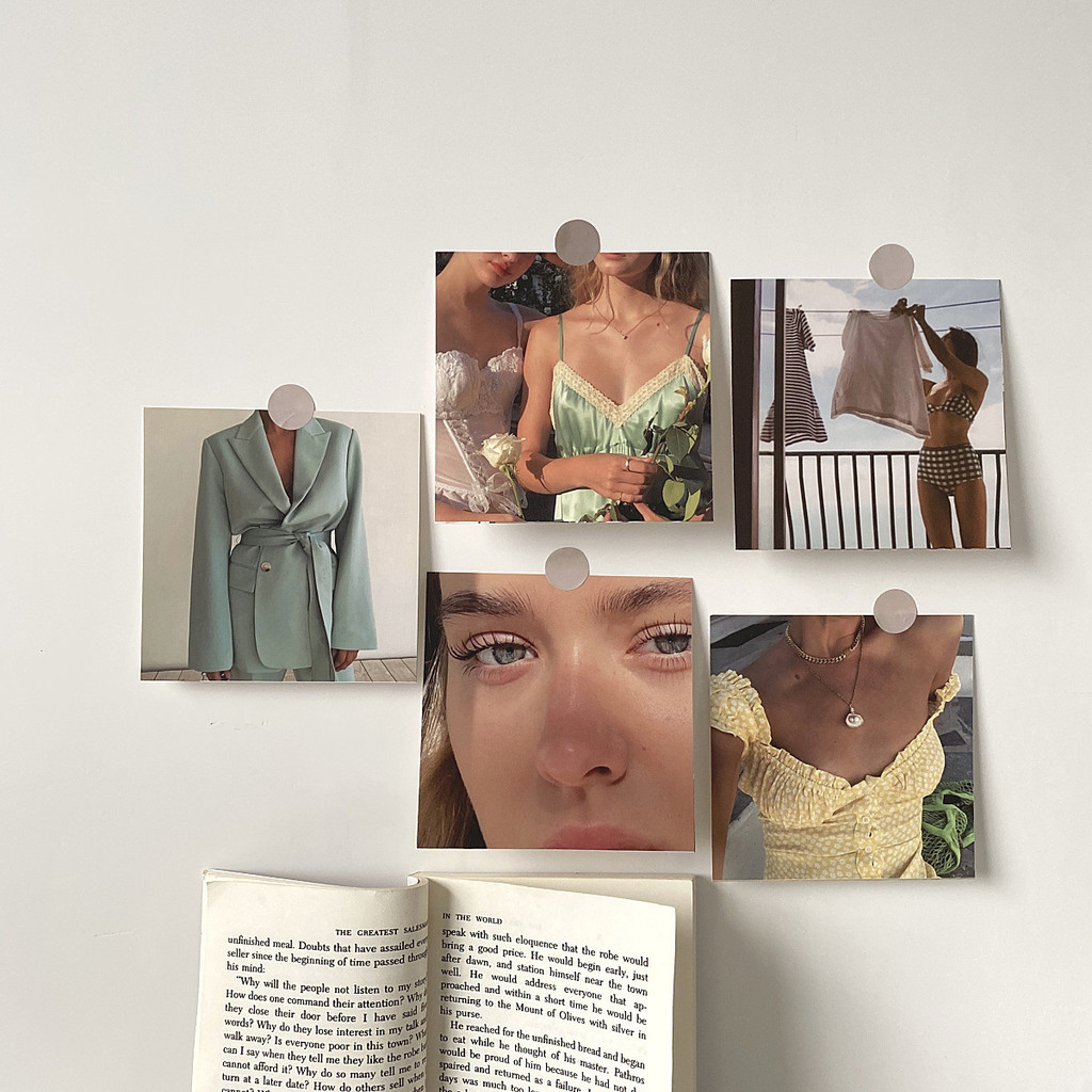 

Ins Retro Nostalgic Story Beauty Portrait Card Set 5 Sheets Postcard Background Wall Sticker Diy Decorative Card Photo Props
