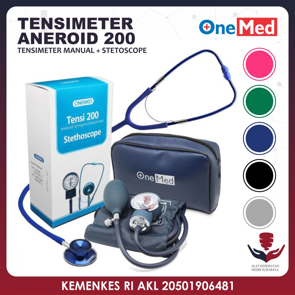 Paket Stetoskop dan Tensimeter Aneroid Onemed Stethoscope Tensi Manual