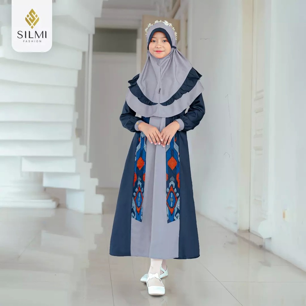 FawwazOshop - Silmi Fashion Rengganis Gamis Anak Perempuan One Set by Silmi