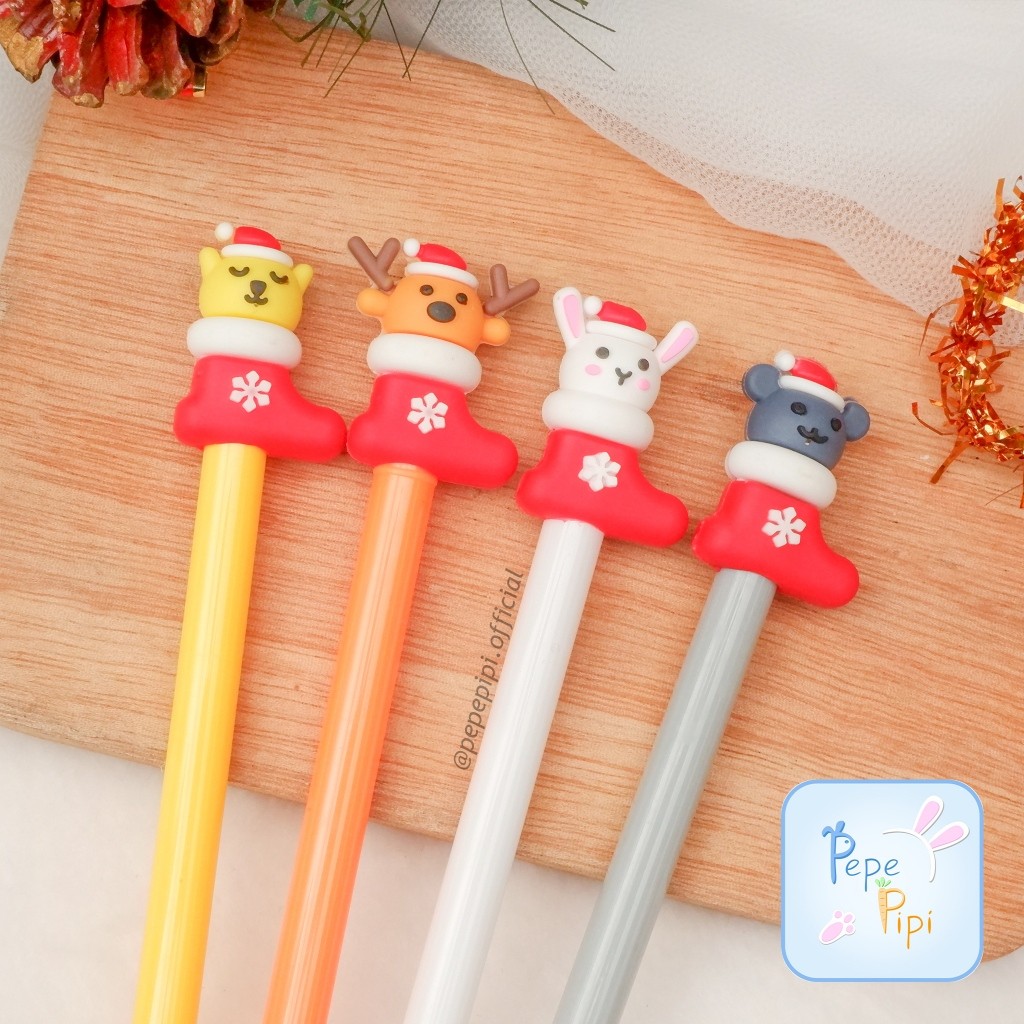 

Pena Gel Natal Kaos Kaki PGK-1008 Santa Rusa Deer Christmas Wreath Pulpen Pen Bolpen Gelpen Karakter