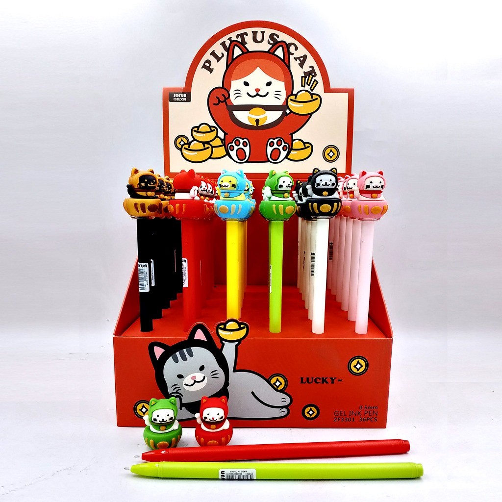 

SOFUN BALLPOINT GEL ZF3301 / Bolpen Pulpen Pena Gel Fancy Karakter Motif Lucky Cat