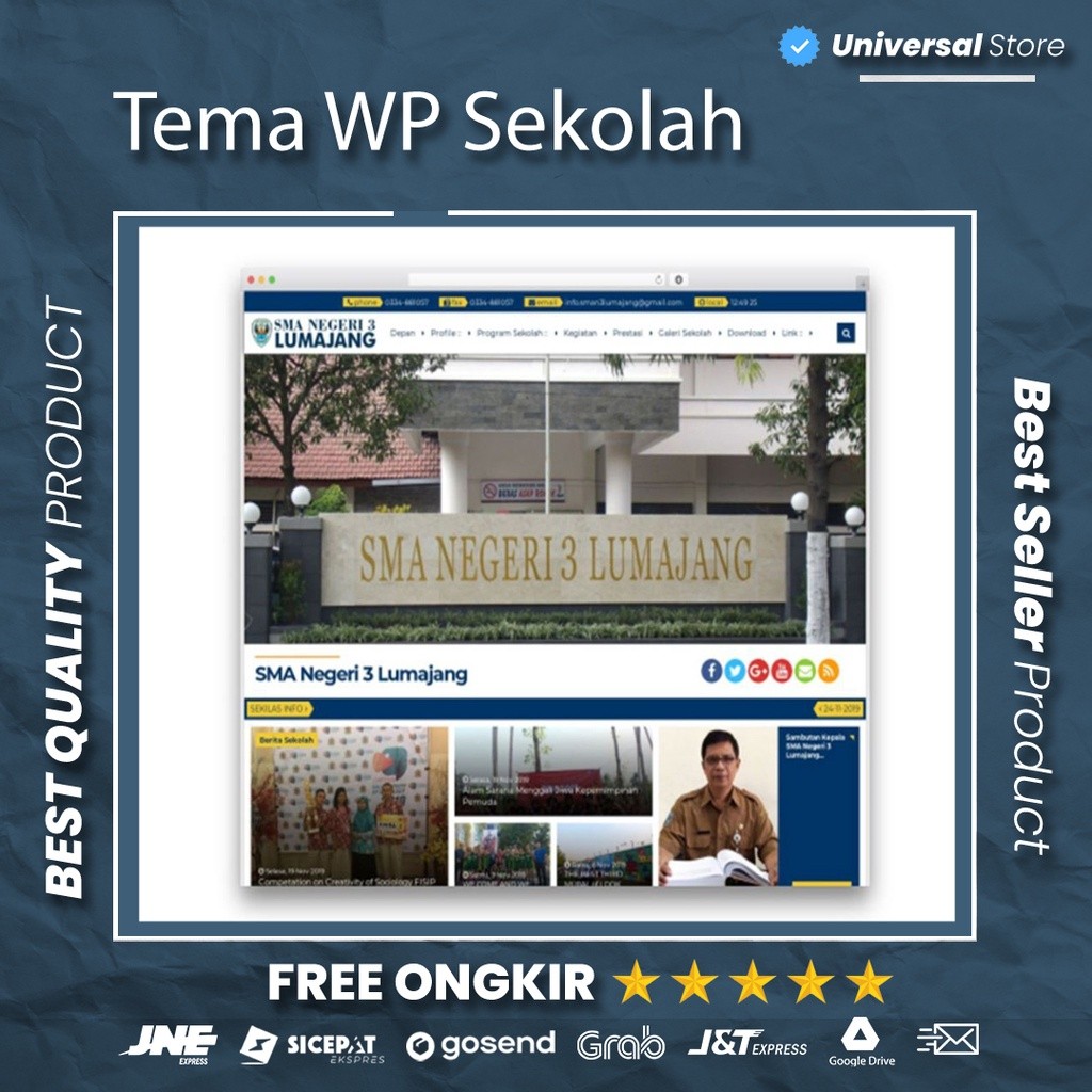 Website Sekolah Kampus Indonesia Responsive Theme WordPress Template Terbaru WP Tema