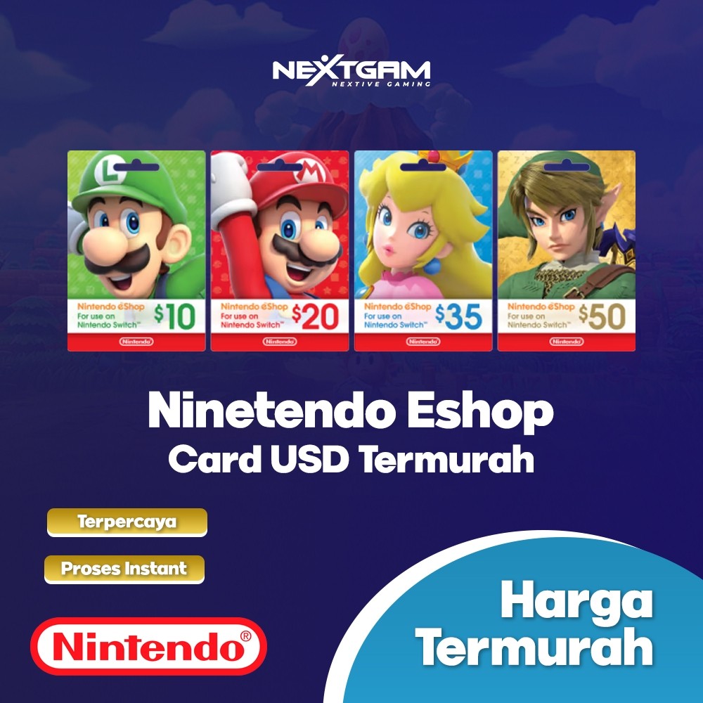 Nextive Gaming [Termurah] Eshop Card USD Nintendo $10 $20 $35 $50 | 3 Month 12 Month Original