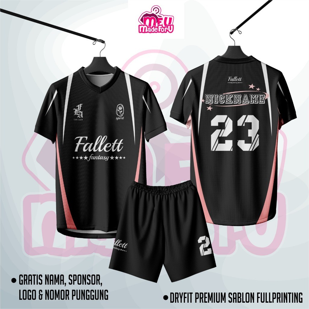 Jersey / Kaos / baju olahraga Baju Wanita/Pria FALLET FANTASY NEW design Hitam CUSTOM SUKA SUKA DESA