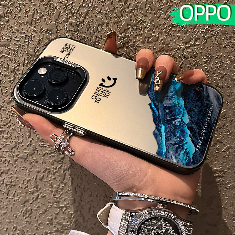 Tren Mountain Glossy Hologram PC Case OPPO A18 A57 A16 A15 A17 A60 A3x A3s A5s A54 A53 A12 A31 A58 A