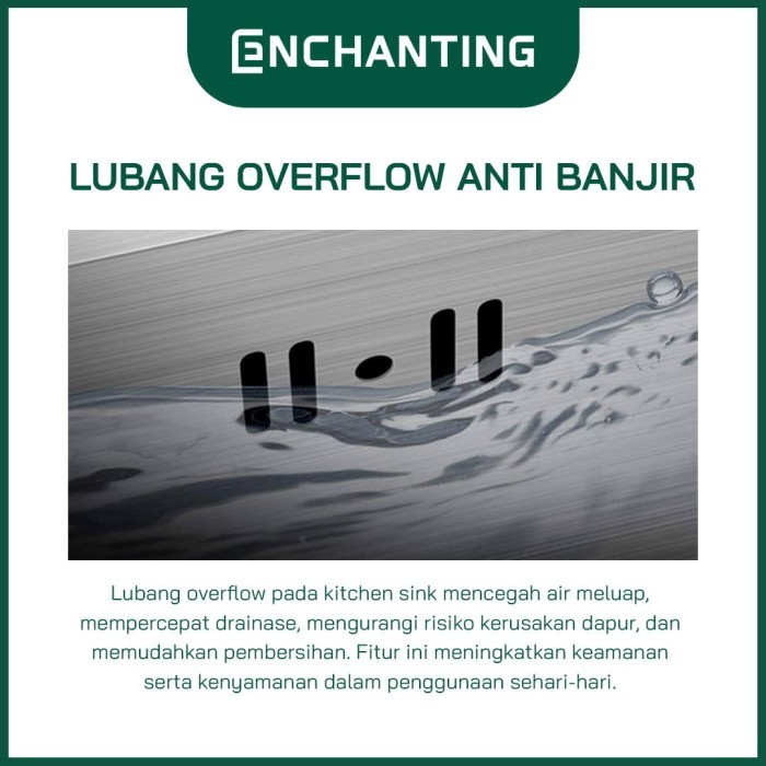 BEST -ENCHANTING Kitchen Sink Stainless Steel SS 304 1 Bowl Black 79x49 | Bak Wastafel Cuci Piring D