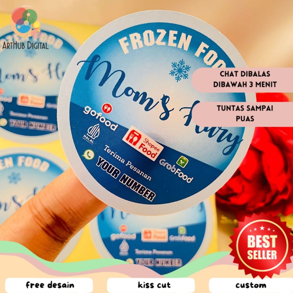 

AHD 2-4 Cetak Label Frozen Food Stiker Chromo Makanan Beku Logo Sticker Free Desain Uk.Kecil