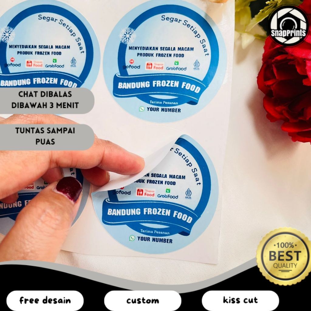 

SP 9-15 Sticker Label Kemasan Vinyl Stiker Makanan Anti Air Beku Frozen Food Free Desain Logo