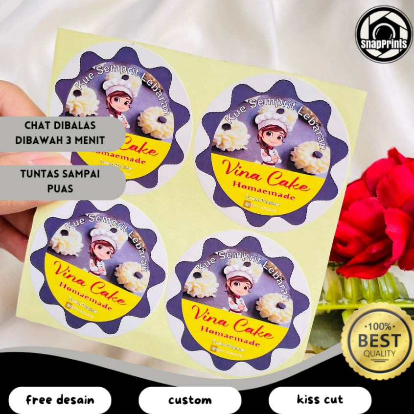 

SP 5-8 Sticker Label Toples Kue Edisi Cookies Lebaran Stiker Free Desain Custom Nama Sedang