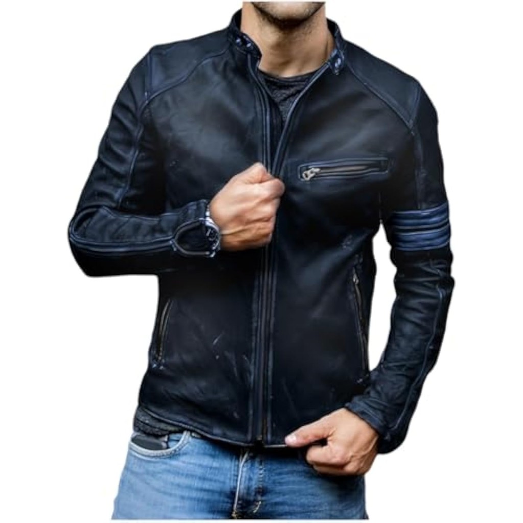 Men Brand Leather Retro Black Leather Jacket Mens Vintage Motorcycle Jacket Biker Style New Faux Lea